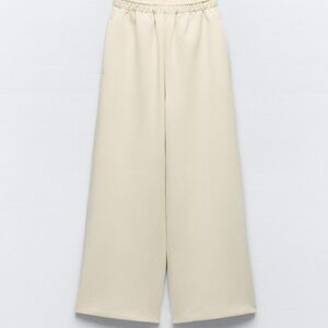 Zara Wide Leg Plush Pants | Medium | Ecru **New with Tags**